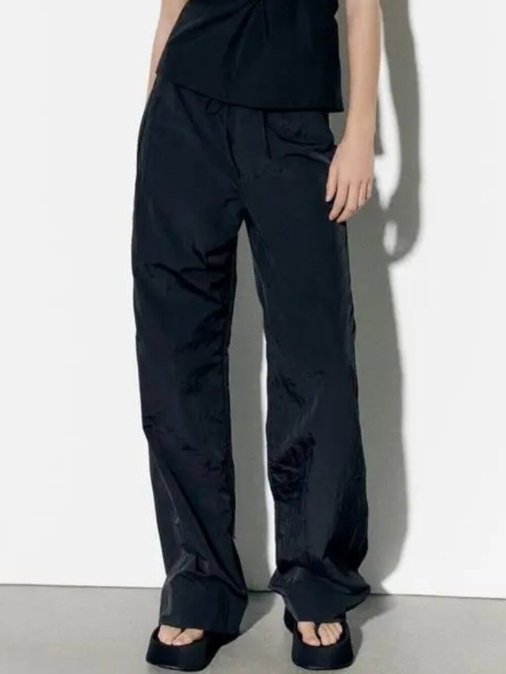 Zara Black Nylon Windbreaker Track Pants
